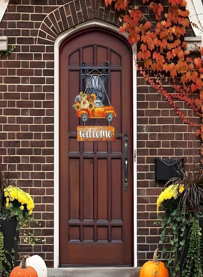 BWFY Fall Thanksgiving Door Sign, Wooden Harvest Decorations, Indoor Outdoor Farmhouse Porch Decor (2) - Image 3